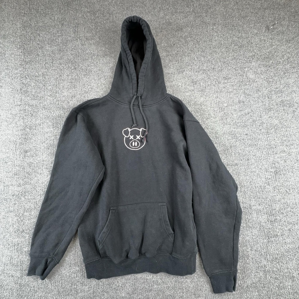 Shane Dawson Hoodie Mens Small Black Pig Logo Embroidered Fleece Pullover